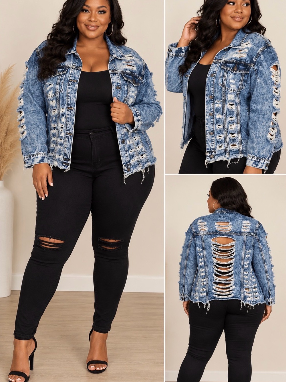 Thrill Distressed Blue Acid-Wash Denim Jacket